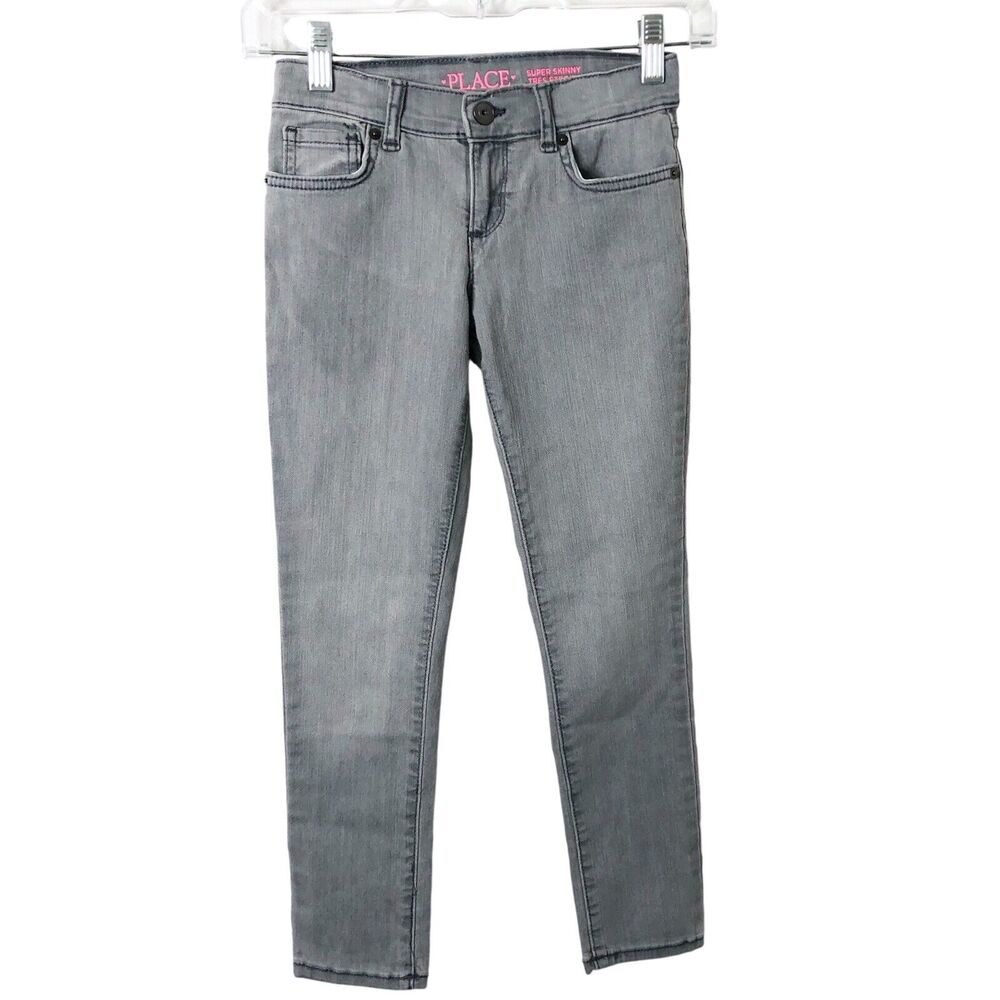 Children's Place NWT Girls Super Skinny Adjustable Waist Jeans Granite Wash 6X/7